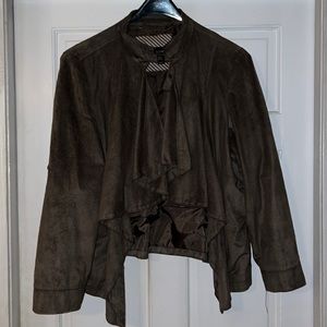 Love this lightweight coat! Olive color and faux suede.
